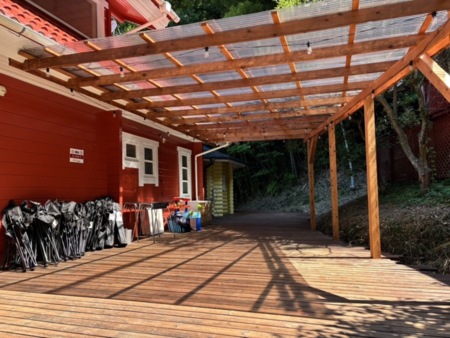 大型BBQスペース！屋根付で雨でも可能！