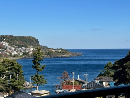 リビング正面に広がる伊豆の海景色